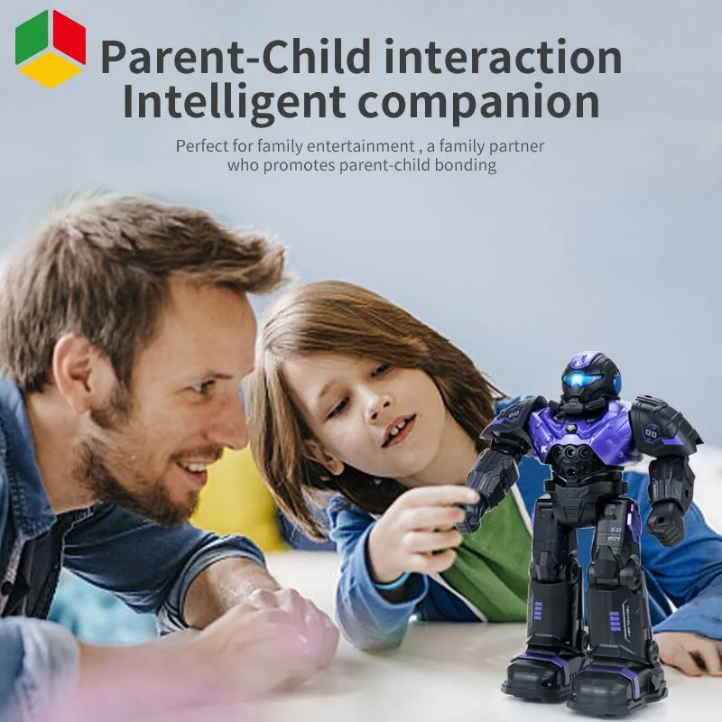 QS High-Quality New Kids Gesture Sensing Intelligent Remote Control Plastic Robot Toy Children Early Educational Interactive Children Learning Robot Toys