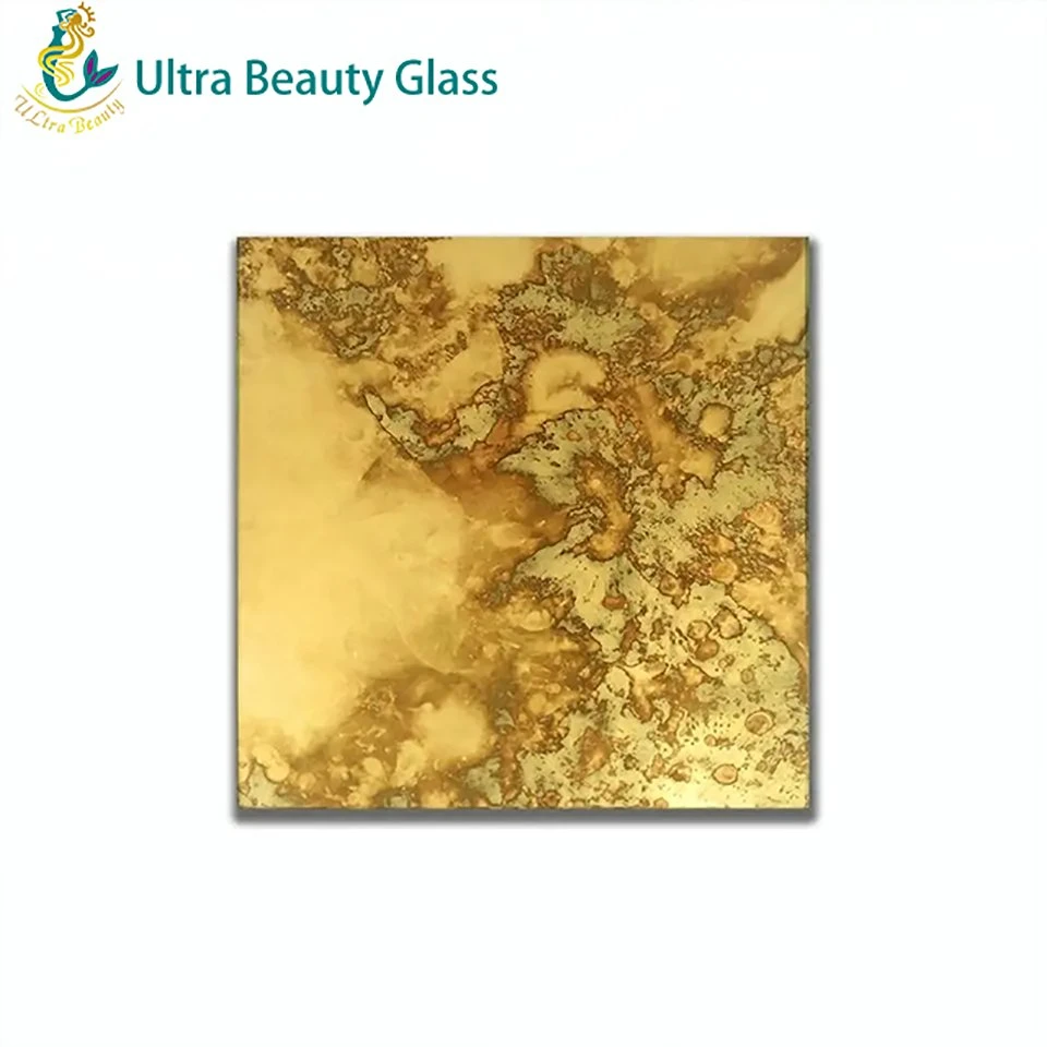 Parede de luxo tamanho de corte personalizado extremidades biseladas transparente bronze dourado Espelho antigo