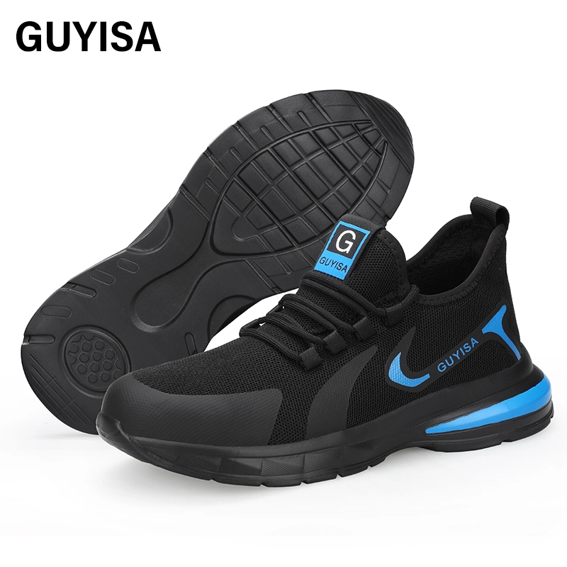 Guyisa Fashion Safety Shoes Men's Lightweight Rubber-Plastic Sole Steel Toe Safety Shoes for Men Work