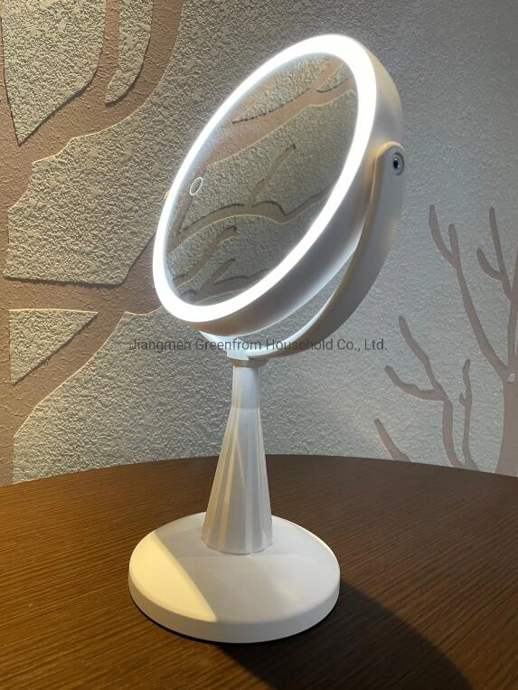 Round Shape Double Sides Dual Touch Rechargeable Mirror LED Table Mirror