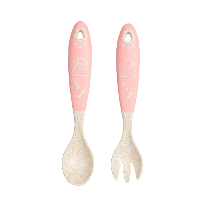 Wheat Straw Plastic Children Cutlery Set Spoon and Fork