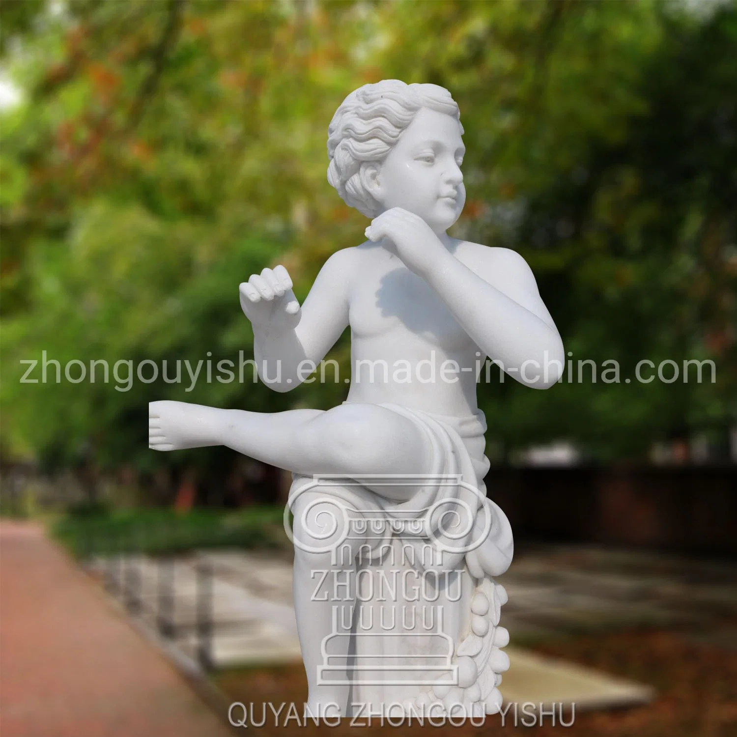 Escultura tallada en piedra de la decoración del Jardín de Niños Instrumentos Musicales estatua