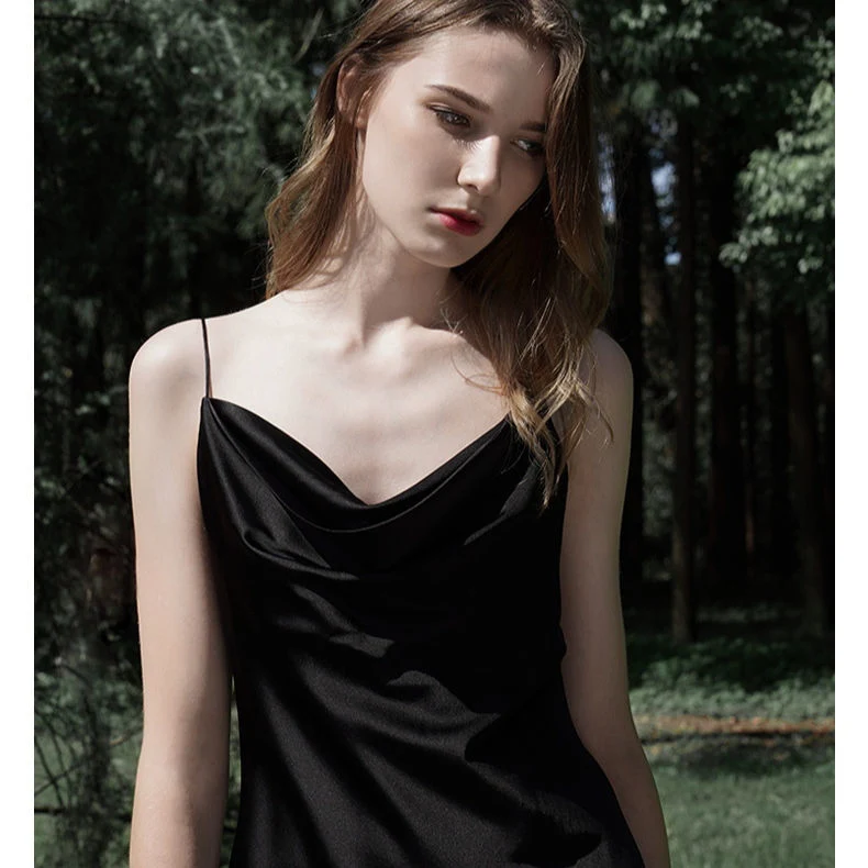 Summer Dresses Real Silk Night Satin Evening Dresses Girl Slip Silk Dress