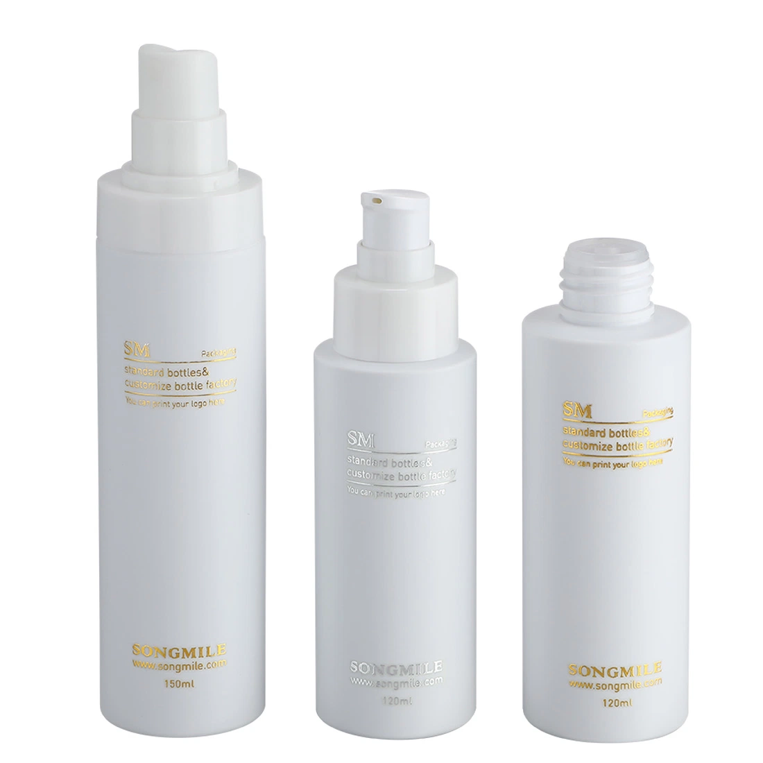 Manufacture OEM Printing 24 410 White PP 100ml Cream Pump Bottle Personal Skin Care Cosmetic Packaging Pet Bottle Sets