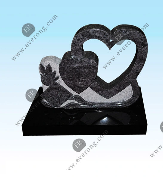 Natural Stone Carved Double Heart Granite/Marble Grave Monument Tombstone