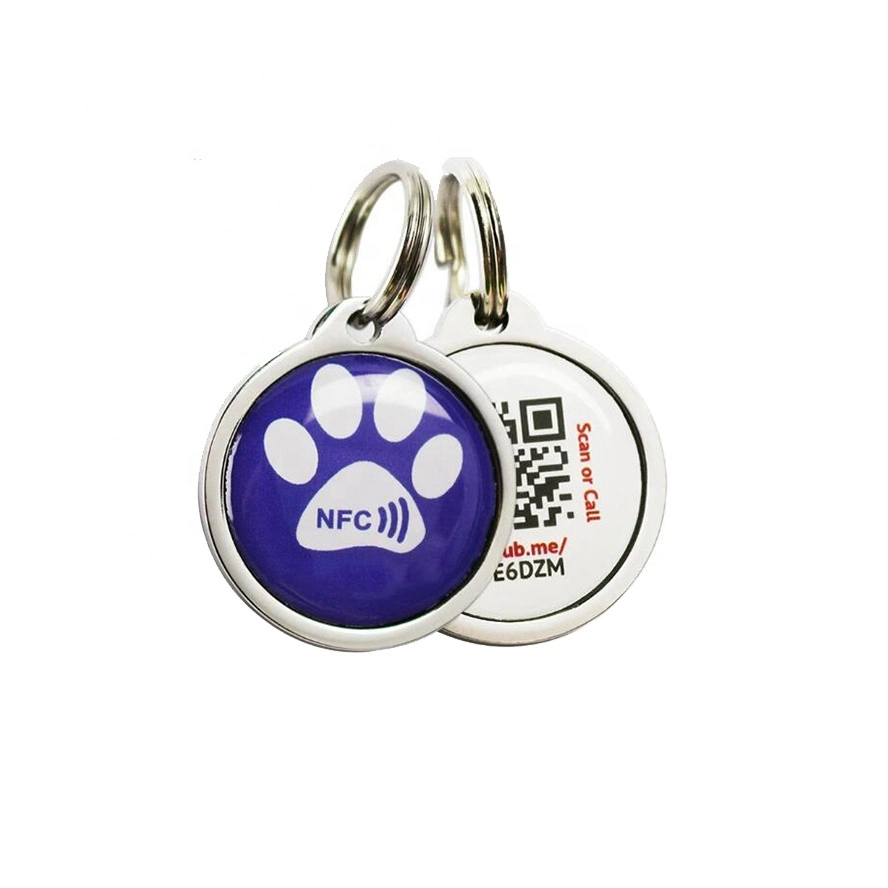 RFID ISO14443A Qr Printed Pet Tag Epoxy Keychain 13.56MHz Keyfob