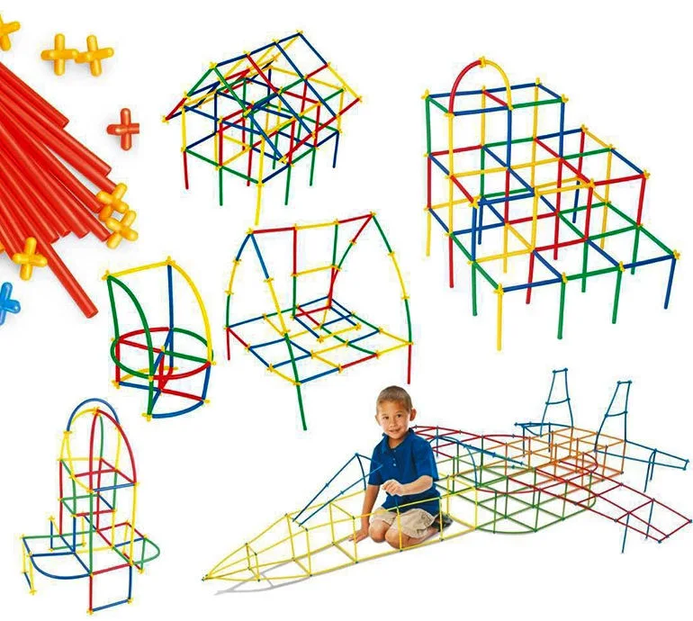 JSTAR Bricolaje plástico Brick Set 4D espacio niños Inteligencia plástico Bloques de tubería Construyendo Juguetes y conectores 408PCS bloques