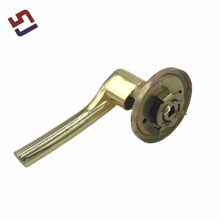 Internal Door Handle Polished Brass Bathroom Office Hotel Door Lever Handle with Round Cylinder