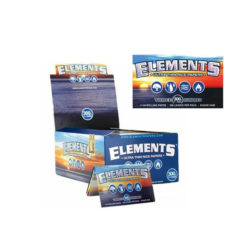 Elements Rolling Paper Custom Logo Custom Design OEM Real Factory Made King Size Slim Easy Burning Smoking Cigarette Rolling Papers