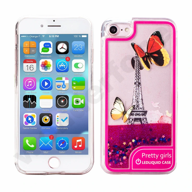 Glitter LED Liquid Quicksand Case Mobile Phone Accessories for iPhone 8