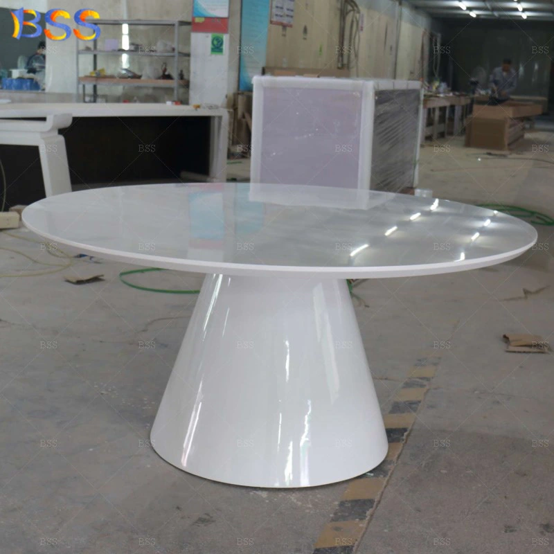 Modern Round Meeting Table and Chairs White Marble Top Small Round Meeting Room Table for 6