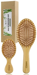 Hair Brush Set Natural Bamboo Comb Paddle