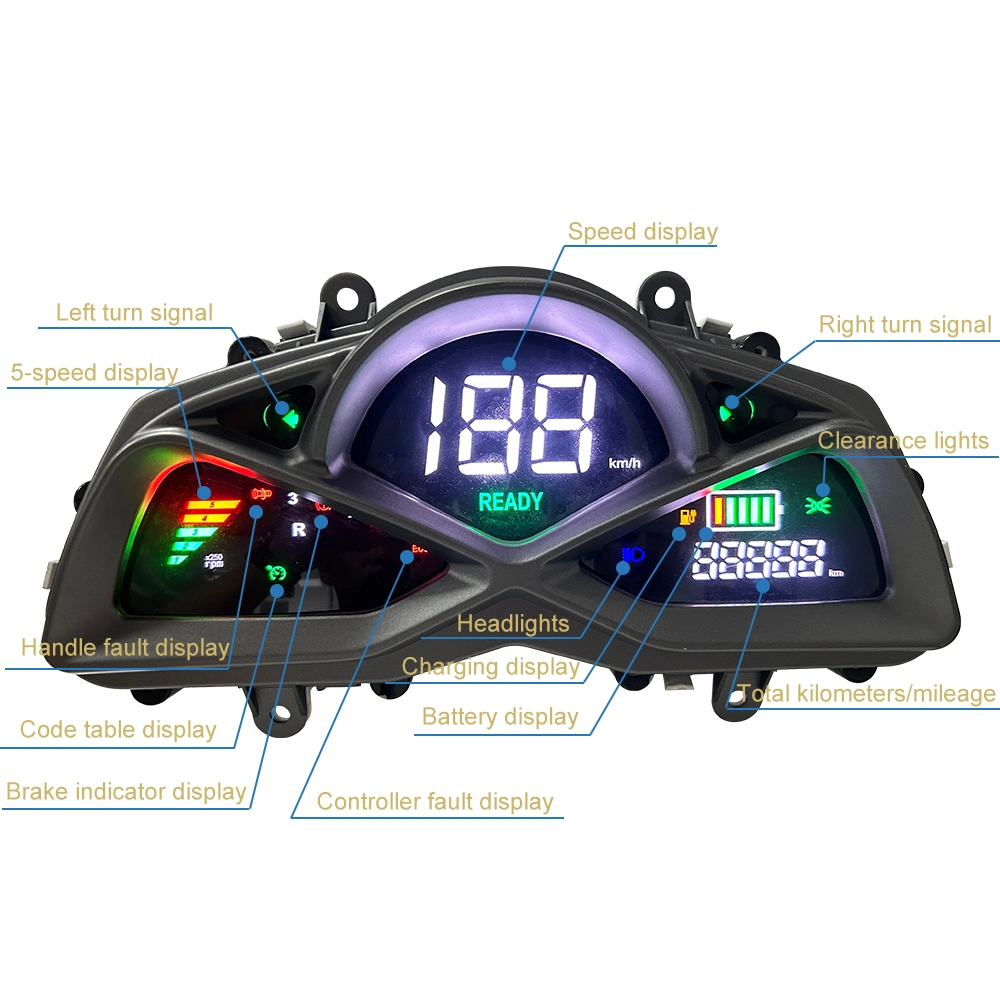 48V 60V 72V Bike Electric Bike Scooter Digital Speedometer for Electric Motorcycle