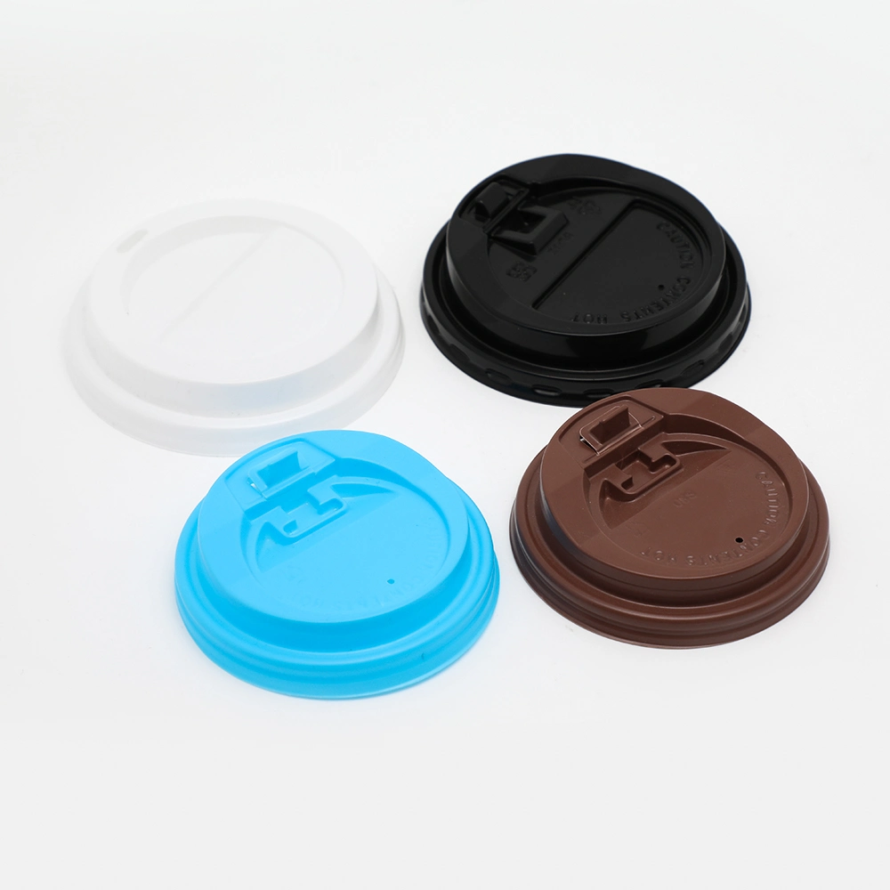 Custom Logo Printed PP PS Disposable Black Plastic Lids for Coffee Cups