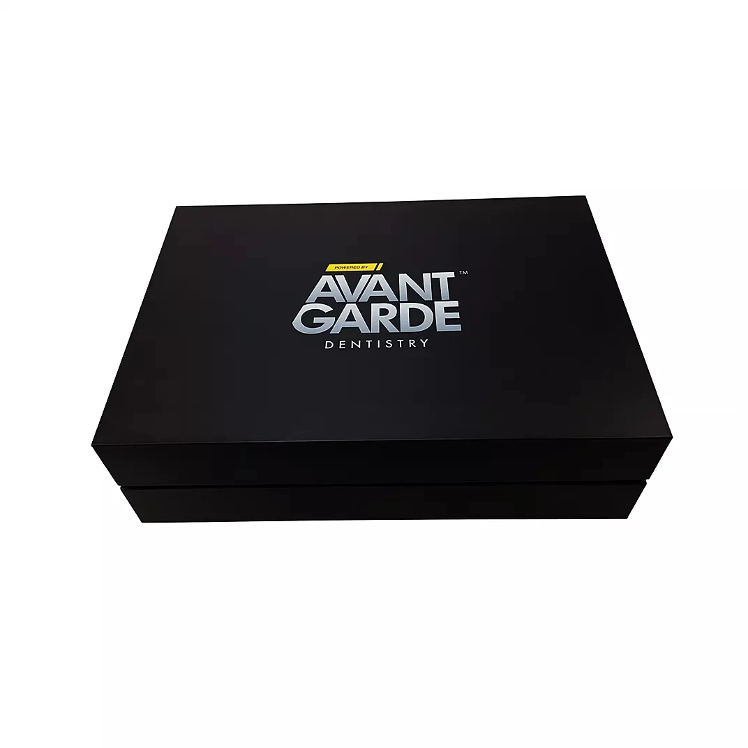 Caixa de embalagem personalizada impressão preta na tampa da caixa de base e a tampa de papelão rígido de caixa com logotipo de Luxo