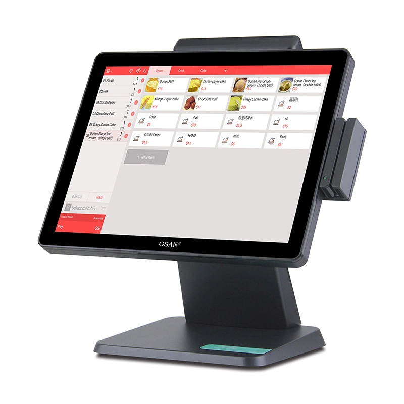 نظام شاشة Capacitive Touch Screen POS بحجم 15 بوصة مع شاشة عرض LED للعملاء