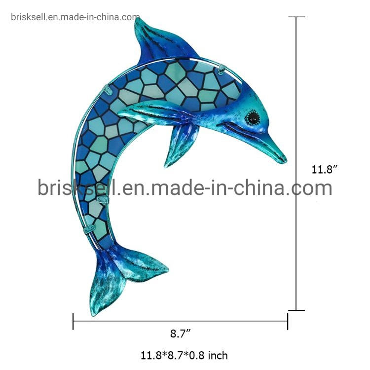 Small Dolphin Water Glass Decor Mosaic Wall Art High quality/High cost performance Metal Rust Prevention and Premium Glass Wall Decor