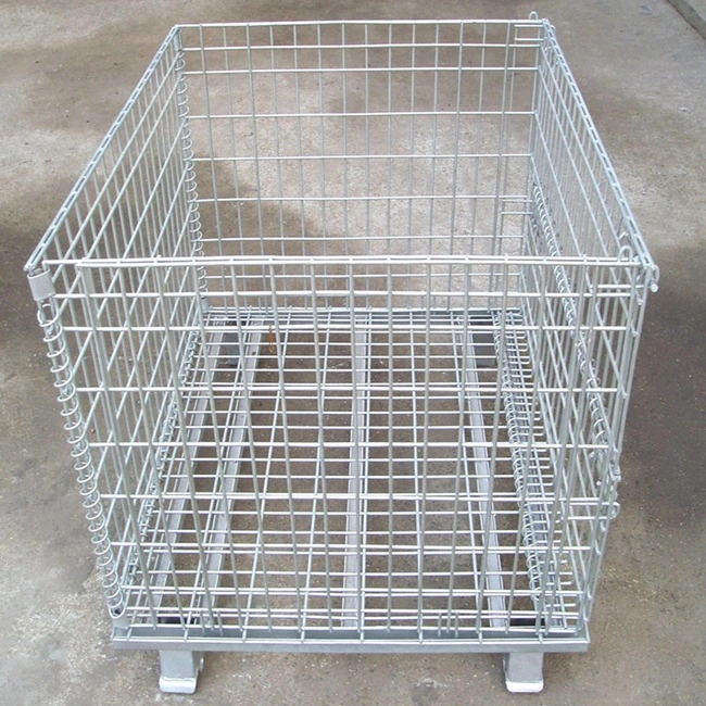 Heavy Duty Industrial Metal Stackable Wire Mesh Pallet Cage Foldable Steel Mesh Box Pallet