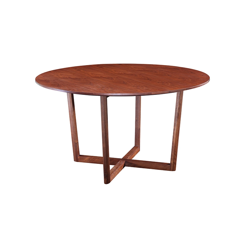 Apartamento personalizado estilo chinês Hotel Restaurante Villa Home Dining Room Conjunto de cadeiras e mesa de jantar em madeira maciça Furniture Round Walnut