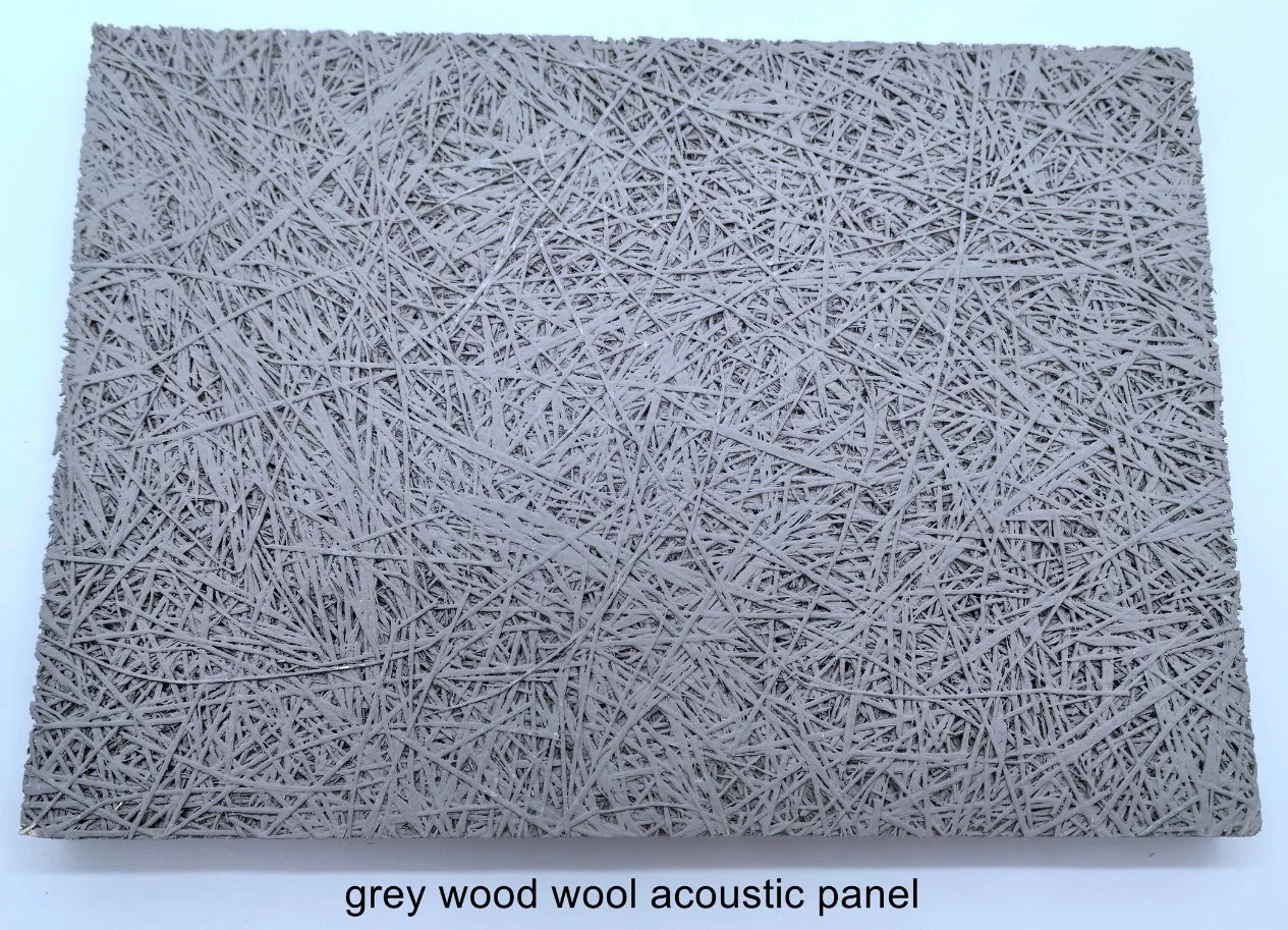 Grey Wood Wool Acoustic Panel Wall Ceiling Interior Soundproof Decorated Building Material