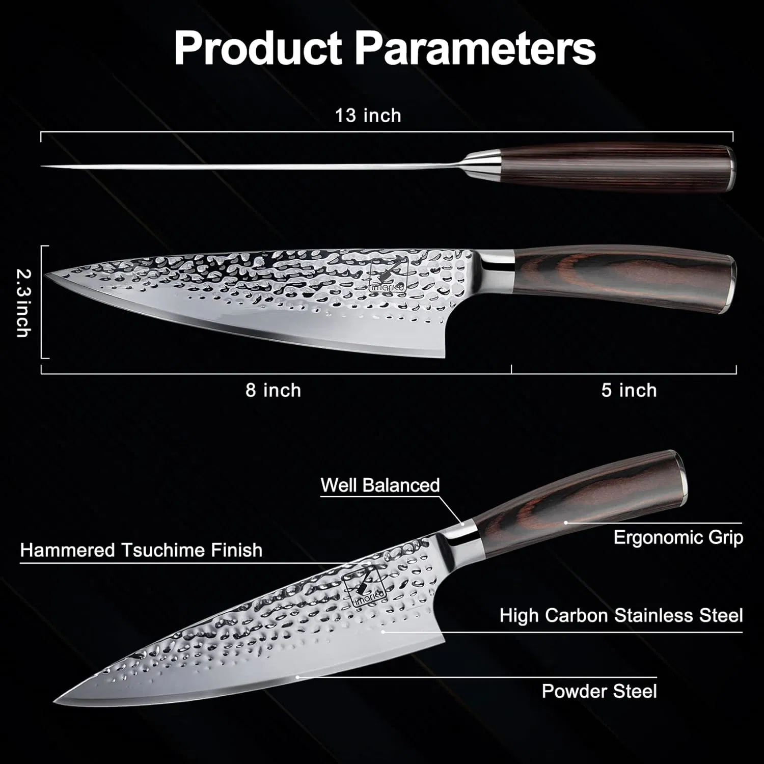 DS-2401 8 Inch Hot Seller Obst/Brot/Steak Kochgeschirr Metzgermesser Pakka Holzgriff Damaskus Muster Edelstahl Sharp Küchenmesser Hersteller