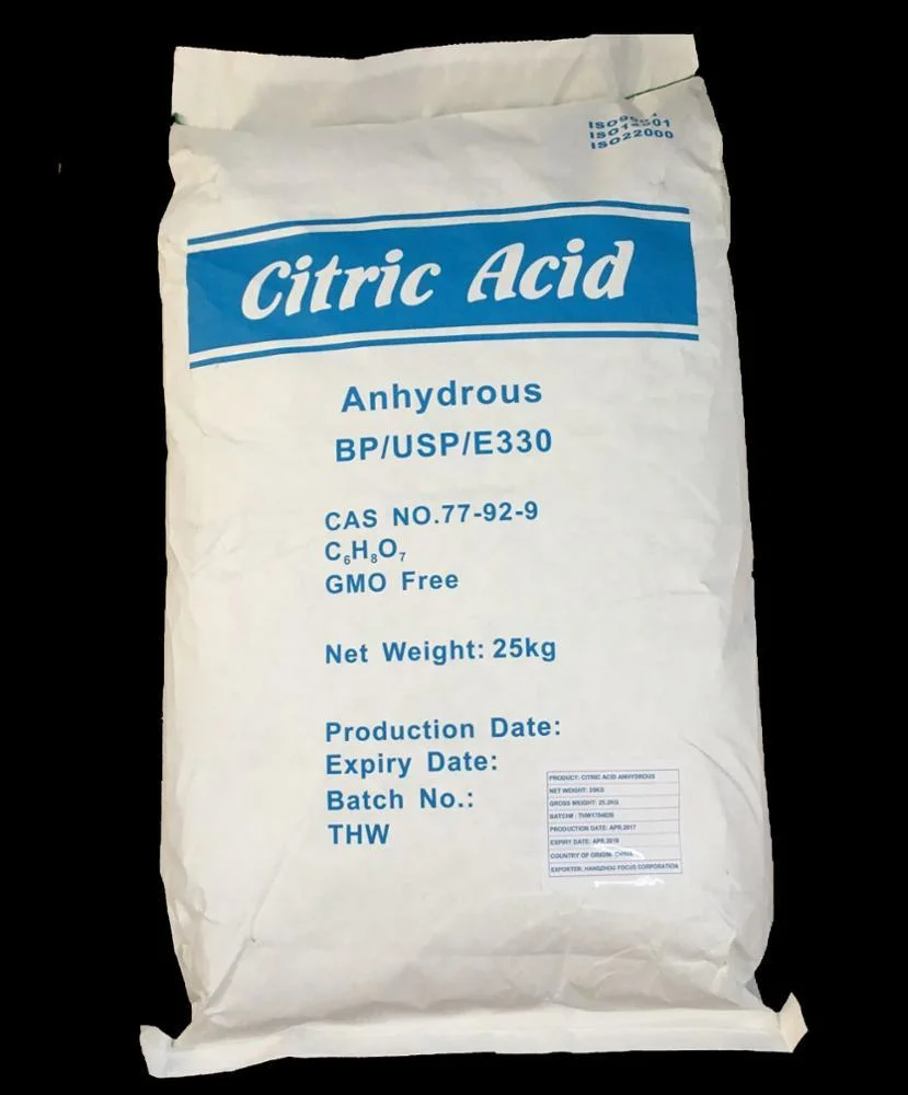 Fine poudre cristalline de grade alimentaire Weifang Ensign marque anhydre Acide citrique monohydraté 30-100mesh