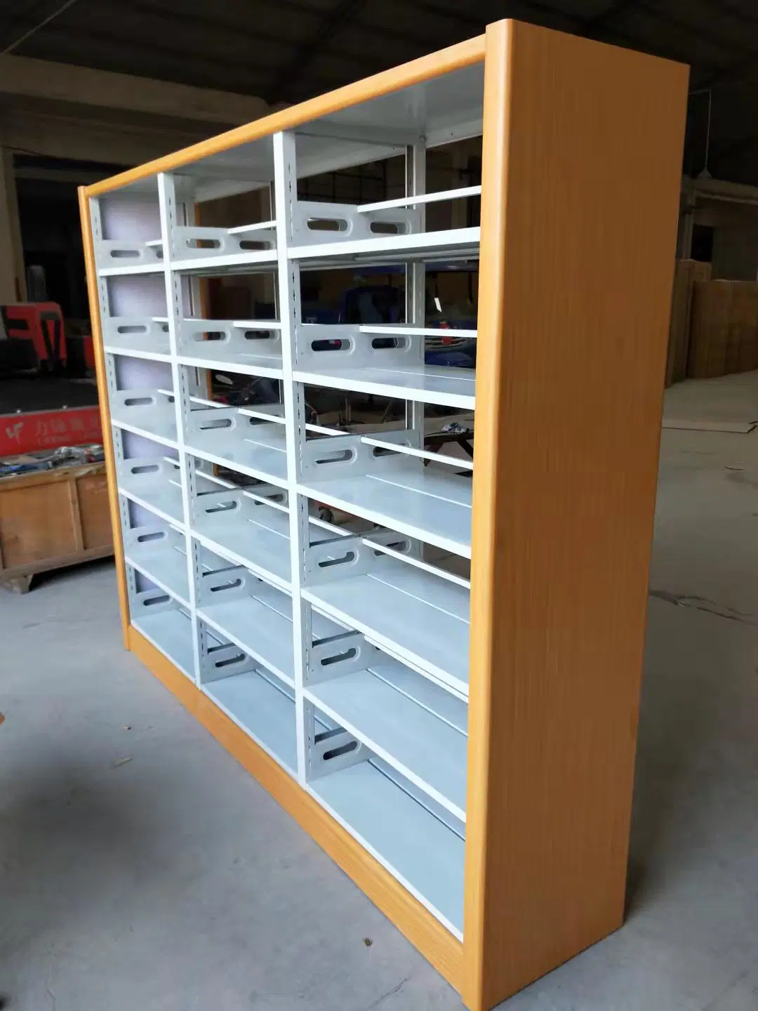 Étagère métallique rack de livres en acier Bibliothèque scolaire Bibliothèque Bibliothèque en bois Double Étagères à livres à 5 niveaux