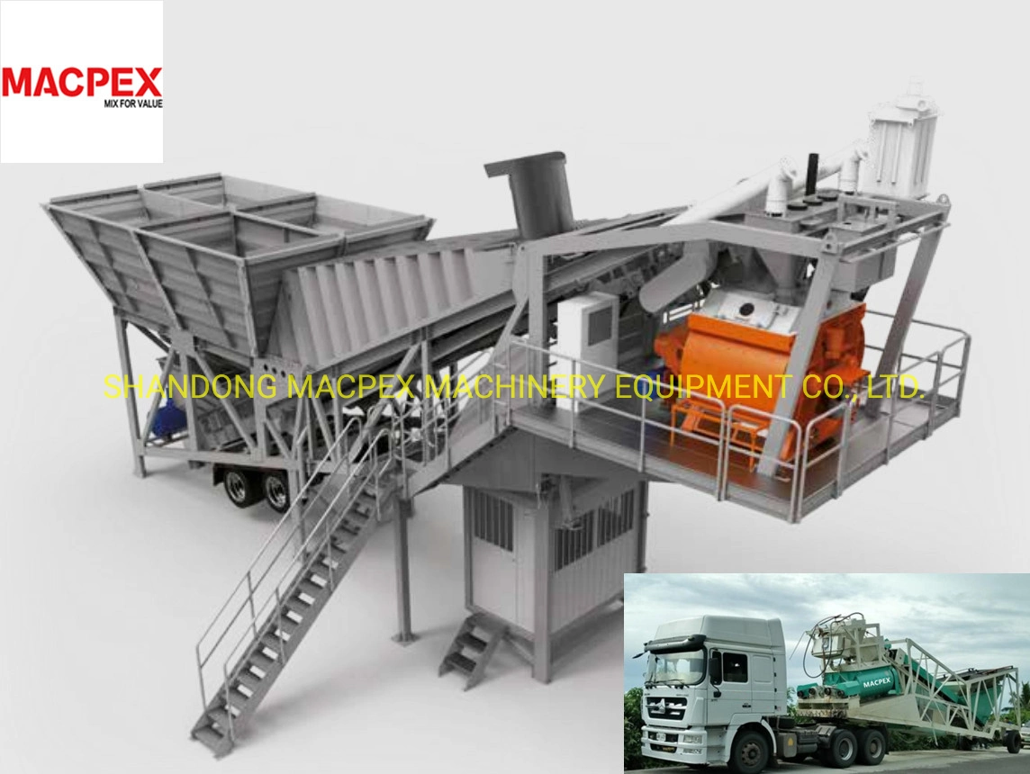 Portable Type Small Capacity Concrete Mixing Plant with Js500 M3 Mixer