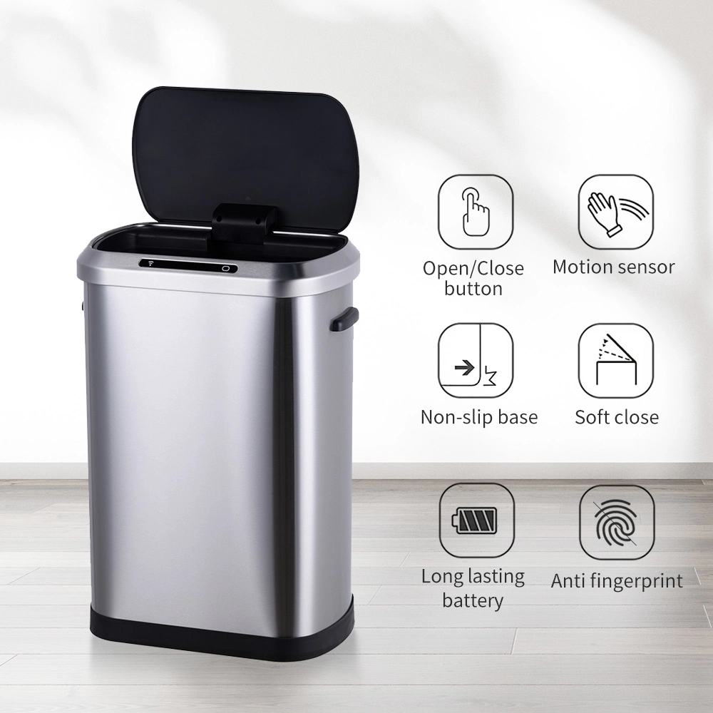 50L High Tech Motion Sensor Can Smart Trash Bin with Lid Household Rectangular Induction 50L Kitchen Dustbin
