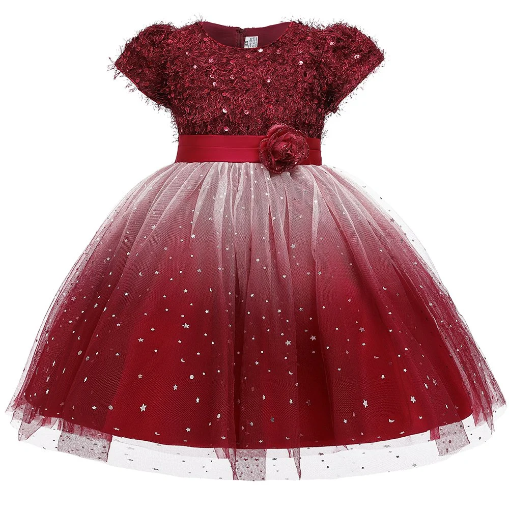 2021 Bebé vestir niñas parte Bola de prendas de vestir Princesa vestido de Levita Twinkle dulce vestido de encaje