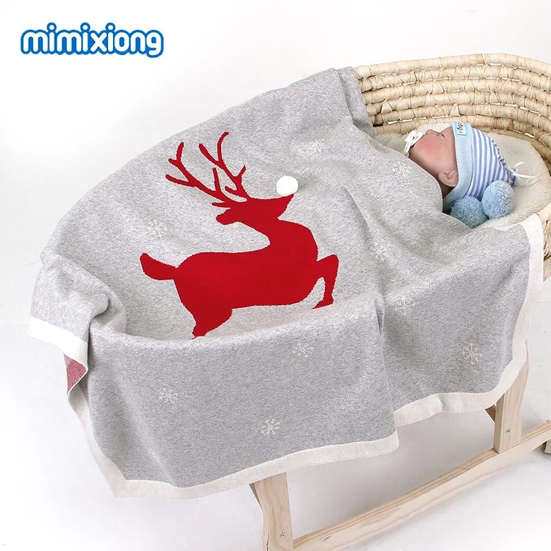 Hot Sale Mimixiong Knitted Christmas Baby Cotton Blankets Children Bedding Products