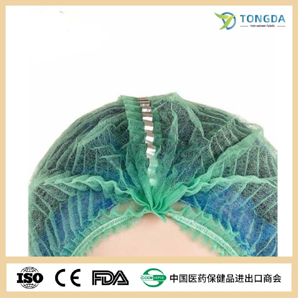 PP Non-Woven Pleated Clip Mob Cap Nurse Cap Metal Detectable