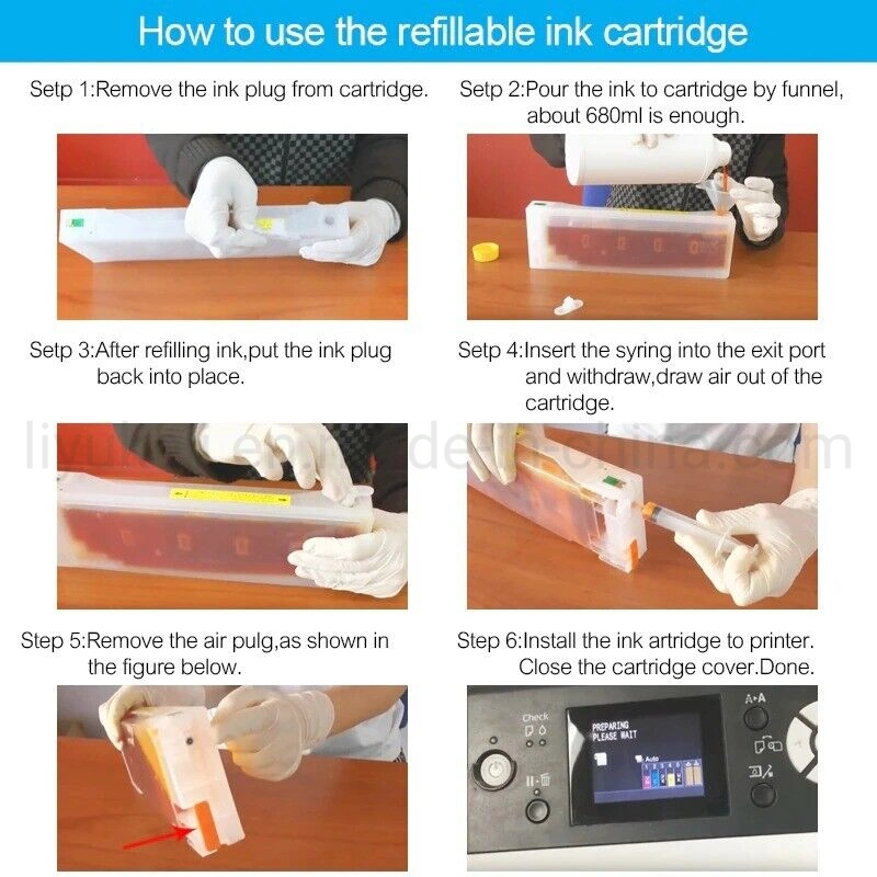 Epson T6361-T6364 T6368 Refill Ink Cartridge Empty Refillable Ink Cartridge with Chip Resetter for Epson Stylus PRO 7700 9700 7710 9710 Printer 700ml /PC