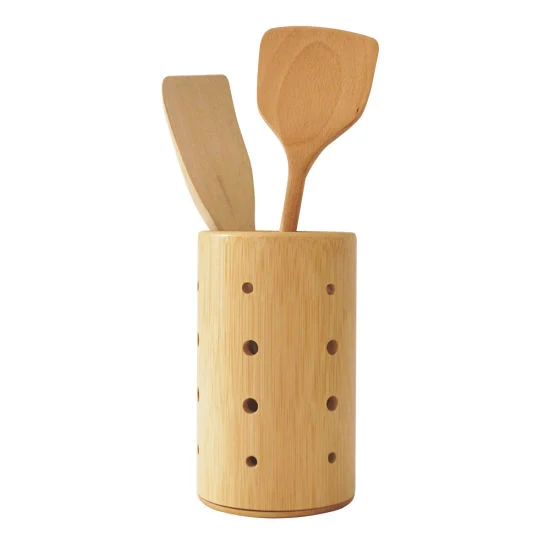 Rotatable Bamboo Utensil Holder Kitchen Utensil Organizer