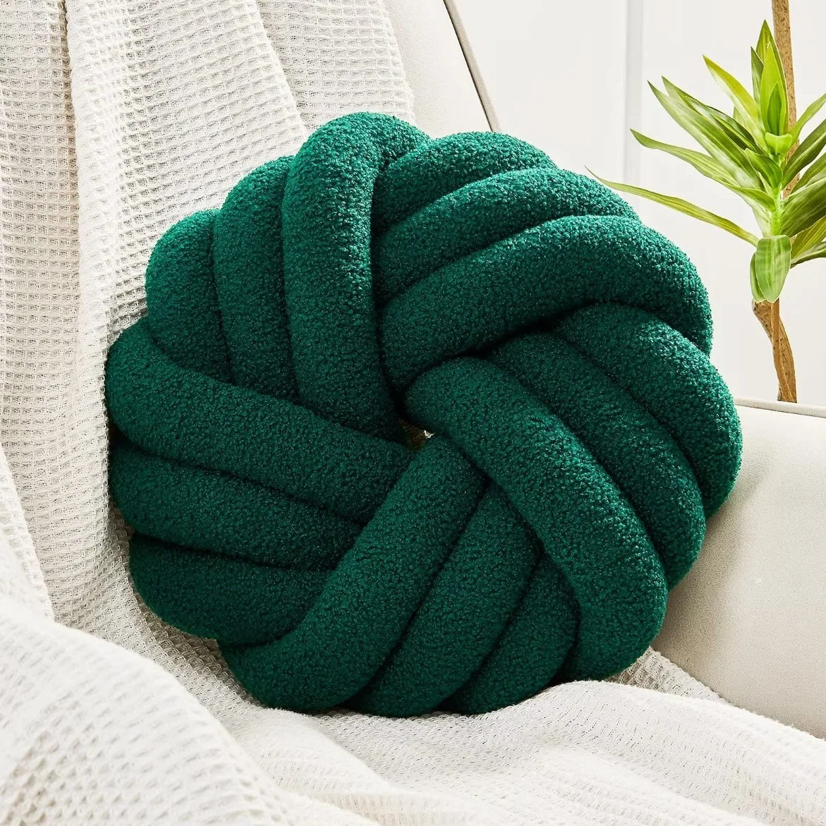 Decorative Round Soft Handmade Knotted Ball Plush Home Decor Cushion Throw Pillow