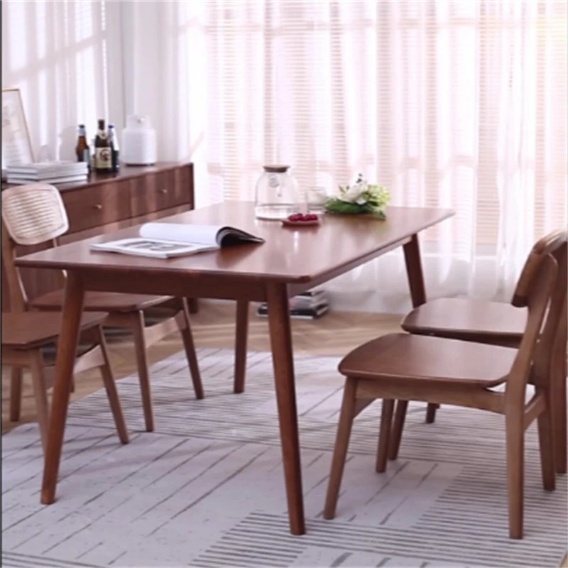 Простой дуб обеденный стол и стул комбинация Nordic Log Rectangle