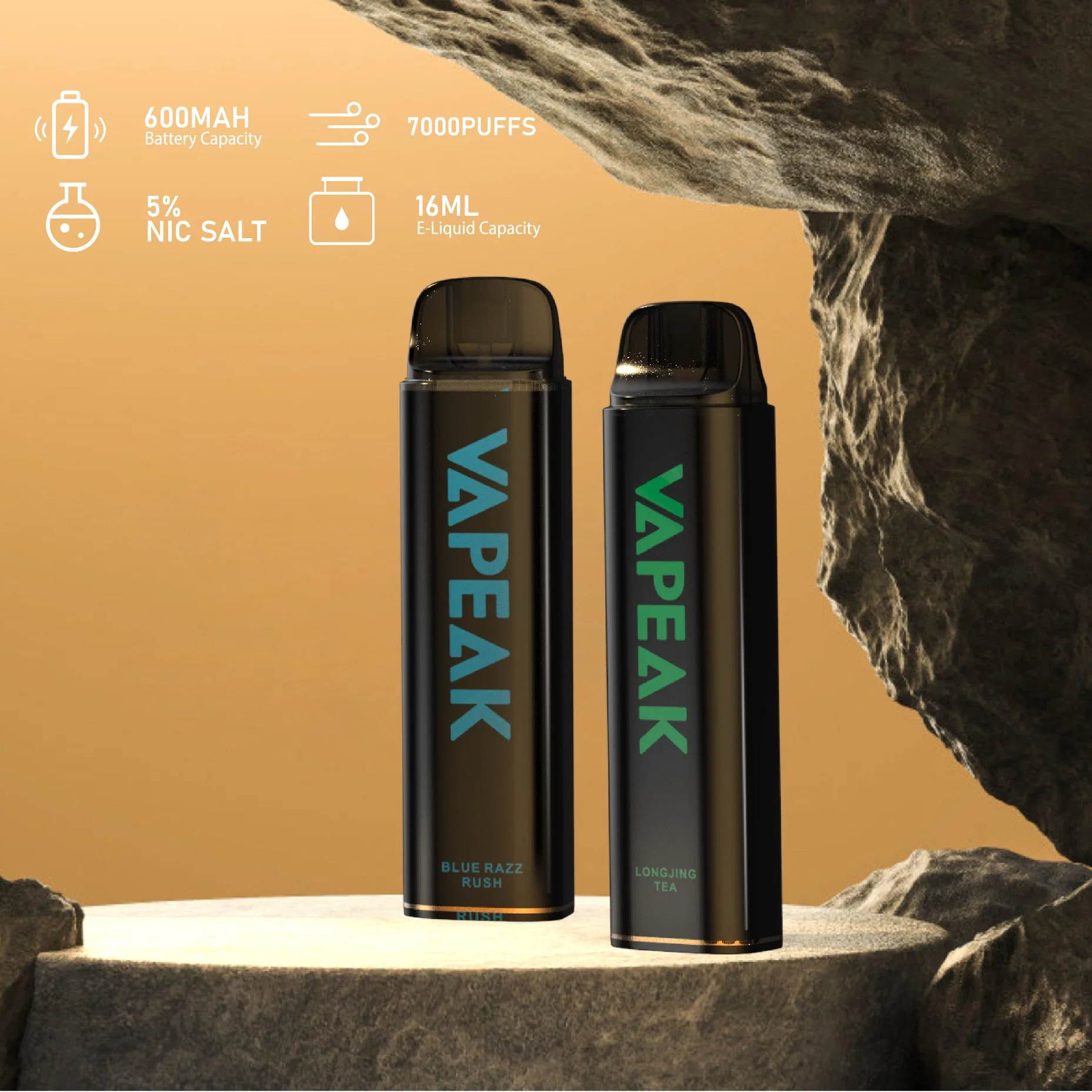 Vapeak Vape 7000 d'origine de la bouffée d'air réglable vaporisateur jetables