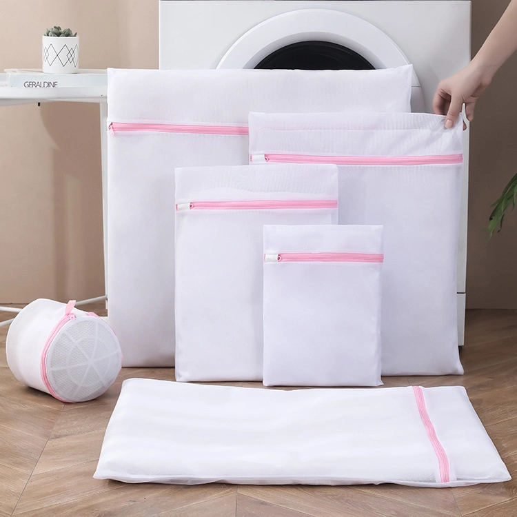 Custom Eco-Friendly Laundry Bag with Zipper Hotel Home Travel Reusable Cloth Mesh Laundry Wash Bags