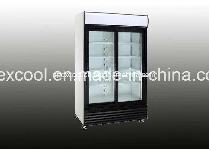 800L porte en verre coulissante Refroidisseur vertical