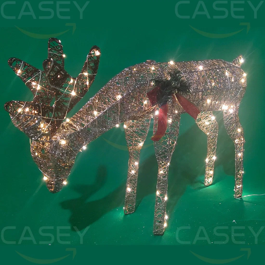 Large Lighte Deer Family Set Outdoor Christmas Decoration with LED Lights Gold Twinkling Holiday Ornaments Yard Decor for Home Lawn and Front Yard