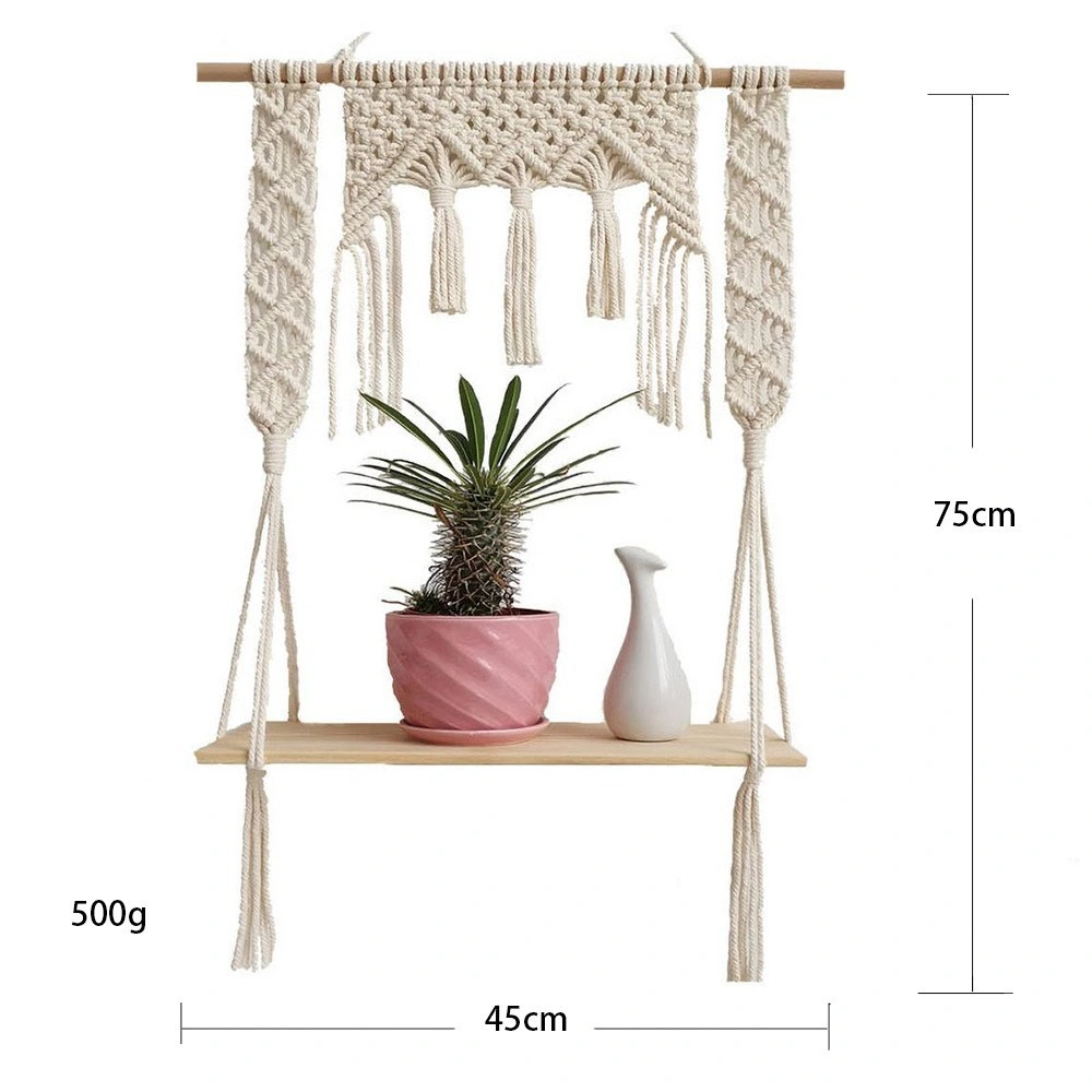 Cotton Rope Hand-Woven Wall Hanging, Woven Shelves, Wall Hanging, Hand-Woven,