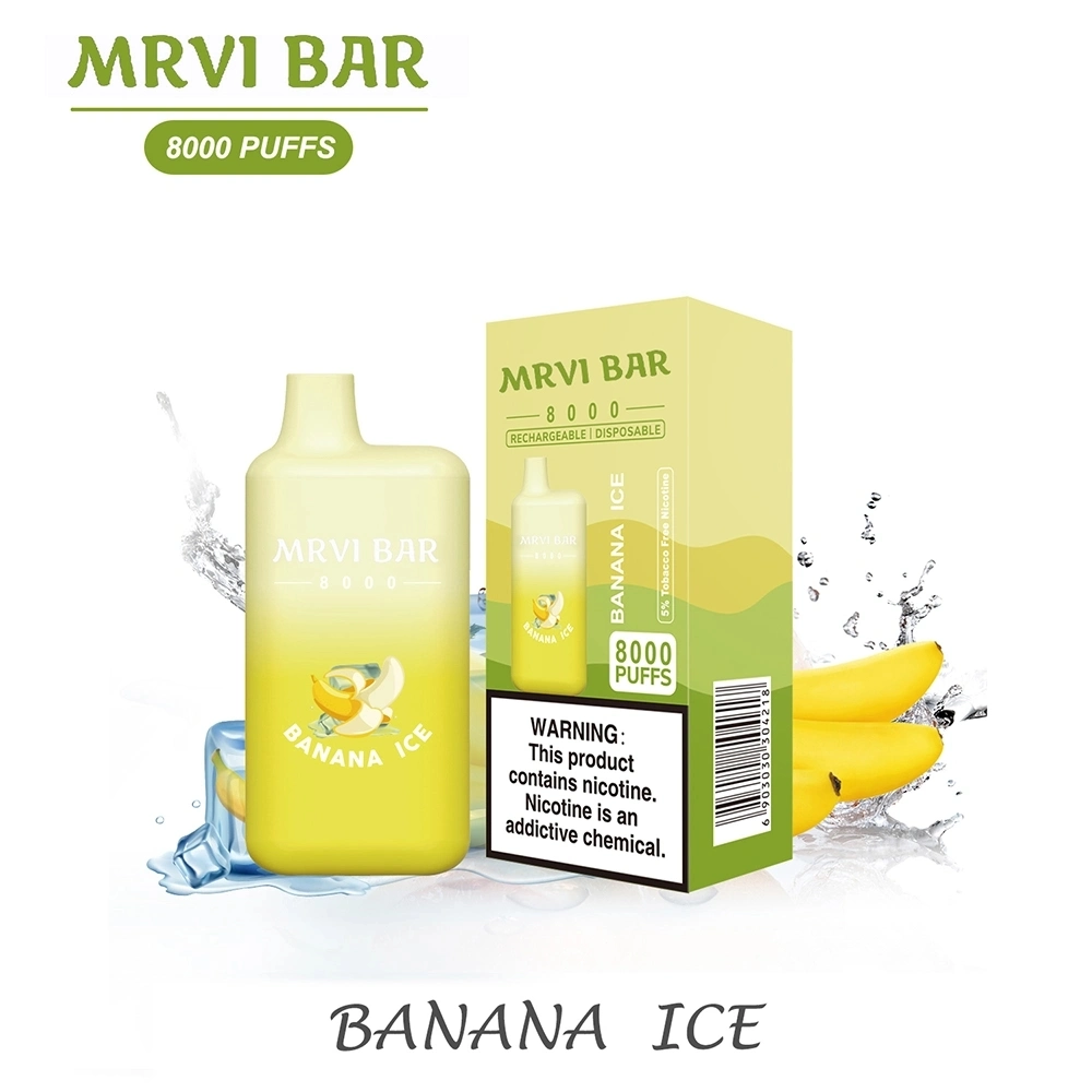 Mervi Bar 8000 Puffs16ml e-Liquid 10 sabores 5% Caneta de papel de Pape descartável ni