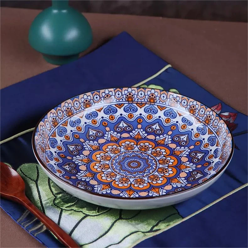 Bol en céramique de style bohème, vaisselle en porcelaine, bol émaillé pur, ensemble de thé avec motifs de couleur personnalisés, logo et design de décoration d'ustensiles de cuisine.