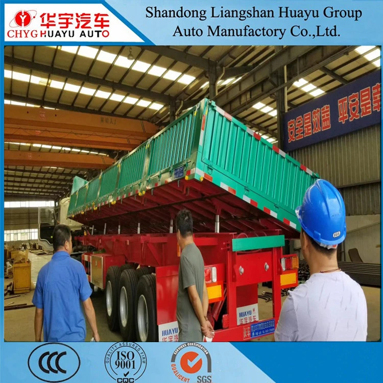 3 Axles 50 Tons Side Dump Tipper Trailer Step Deck Trailer Dump Semi Trailer Dumper Flatbed Semi Trailer with Headboard