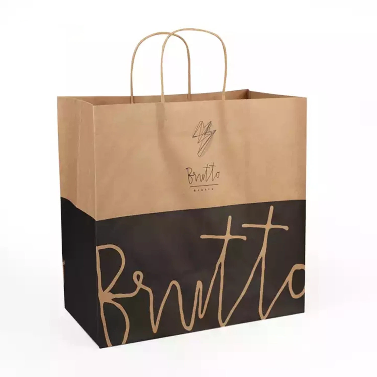 Échantillon gratuit de sac de transport de cadeaux et d'épicerie en papier kraft recyclé à 100% bon marché pour restaurant