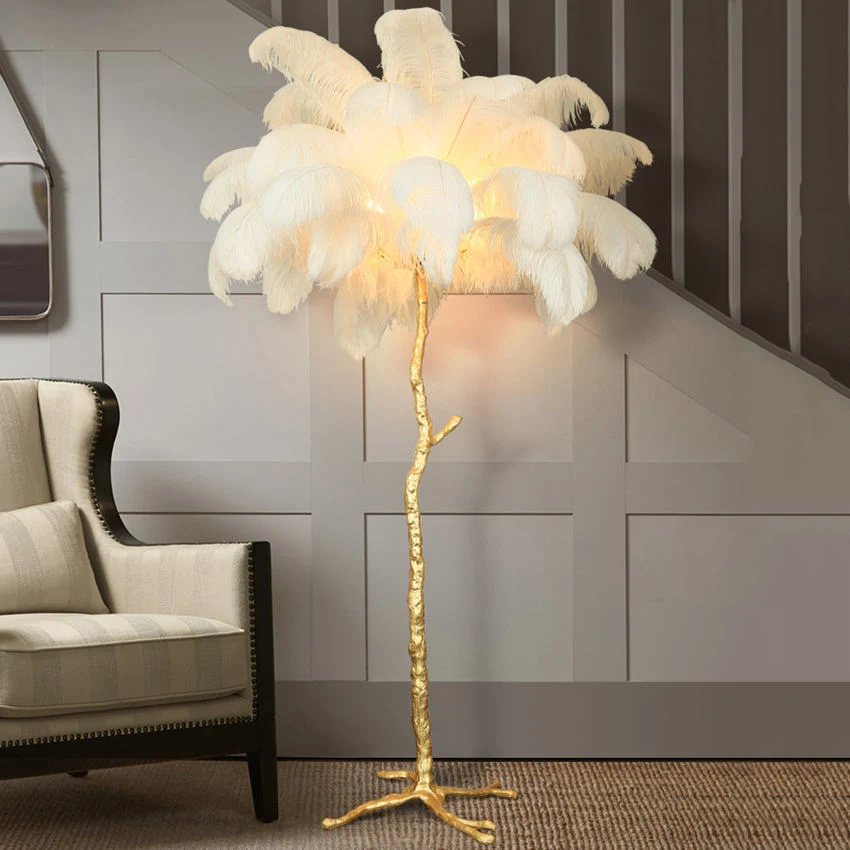 Modern LED Lighting Ostrich Feather Home Hotel Decorative Palm Tree