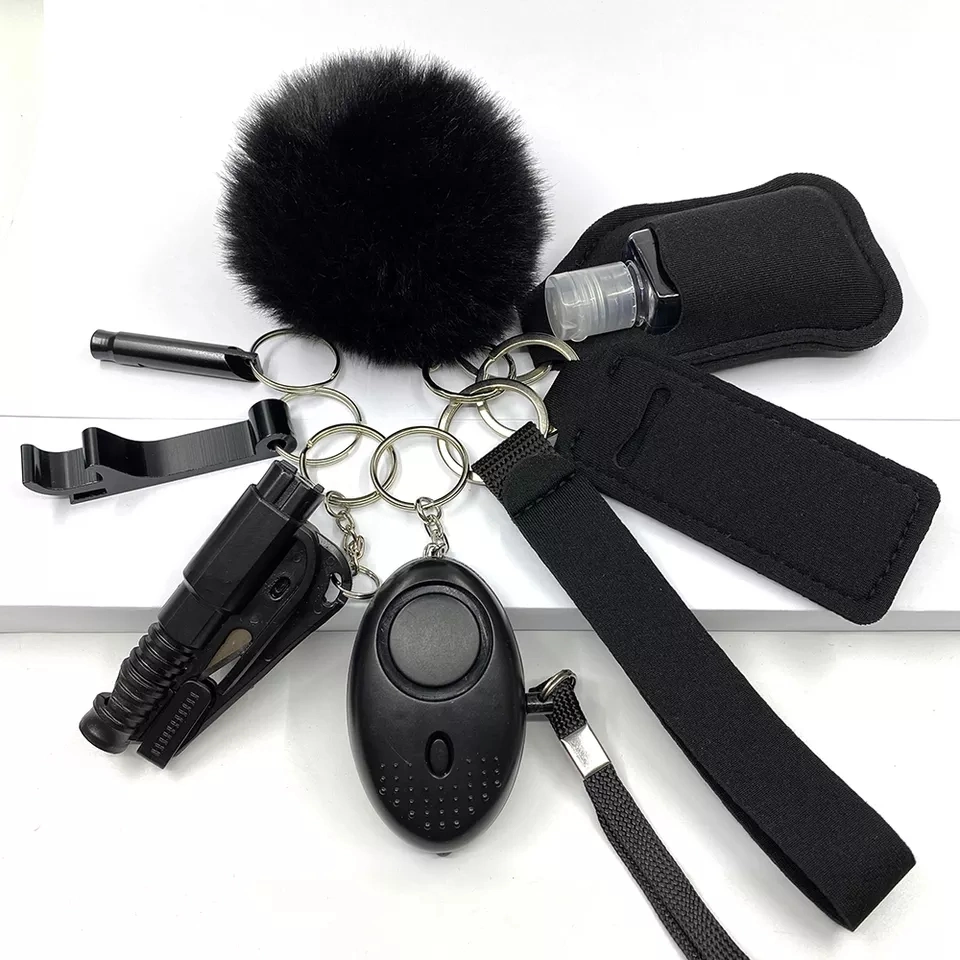 Brass Tool Self-Defense Bulk Accessories Lady Self Defense Keychain Set for Pepper Spray