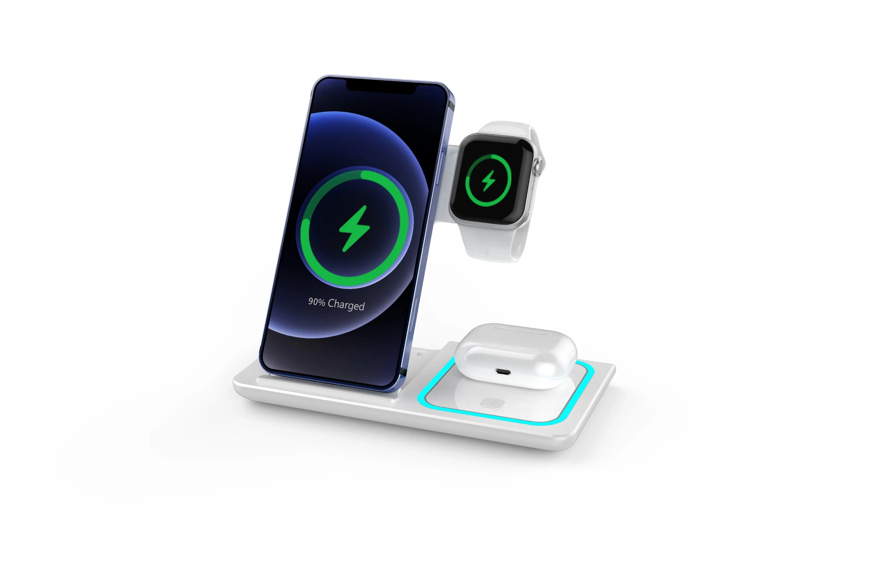 Long Distance Qi 10W Fast Wireless Charger Station Folding Mini Portable Charger LED Type C 3 in 1 Wireless Charger All Phones