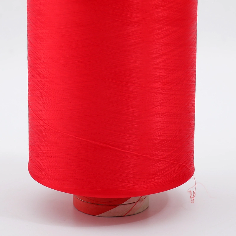 Red DTY 200d 300d Ring Spun 100% Polyester Yarn for Knitting