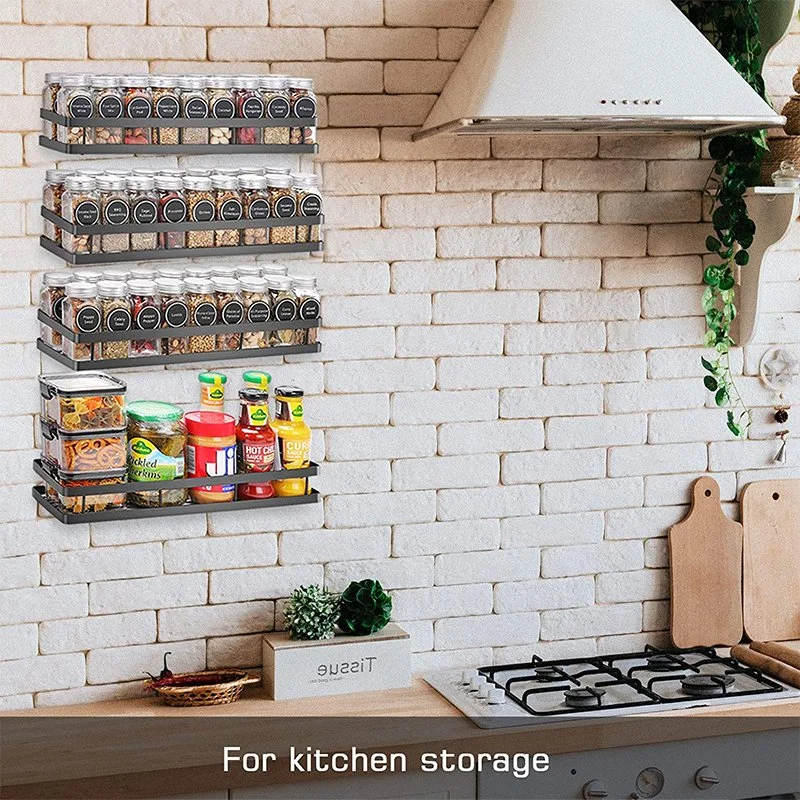 DIY 4PCS Pack Under Shelf Spice Rack Small Metal Wire Storage Basket Seasoning Holder Organizer Storage Rack